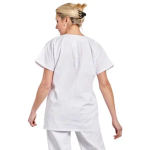 Alternative view of Tunique médicale mixte blanche col V - TILY PBV